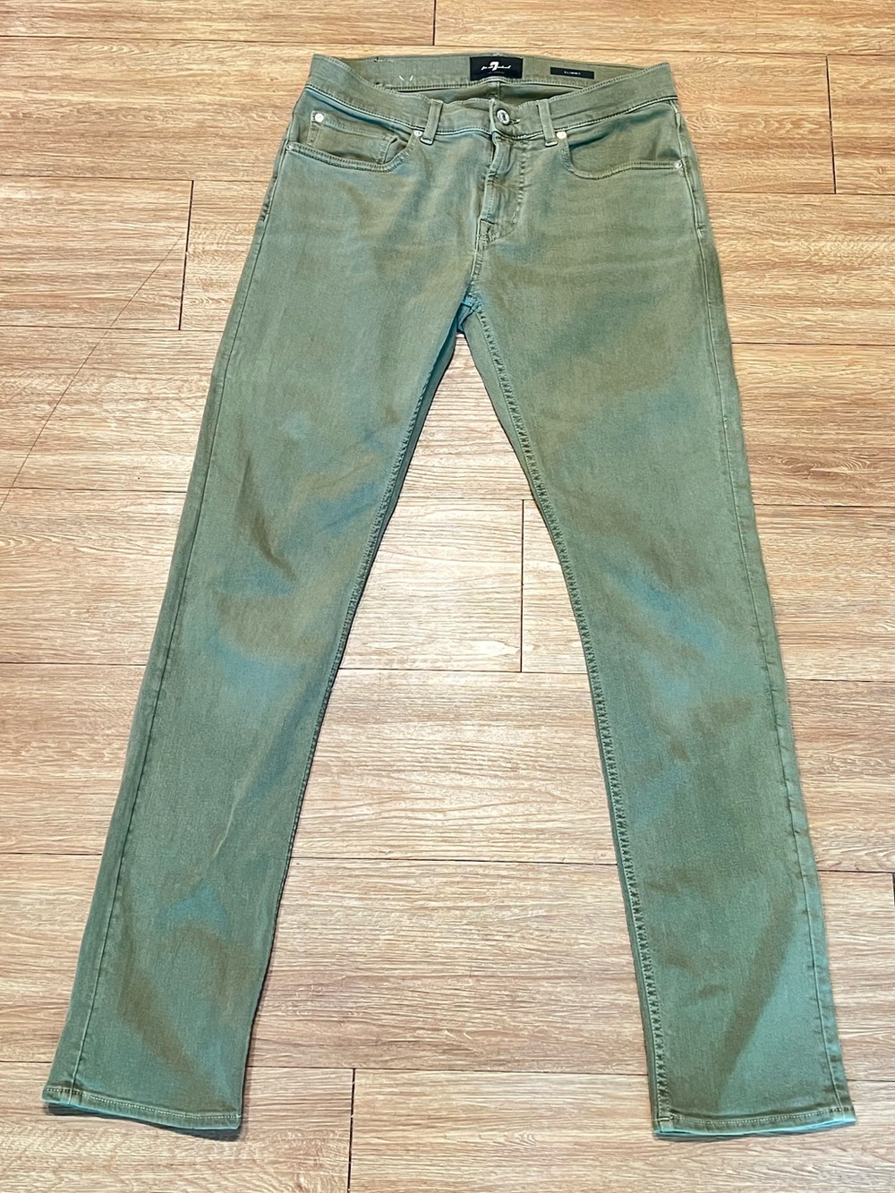 7 For All Mankind Slim Olive Green Jeans